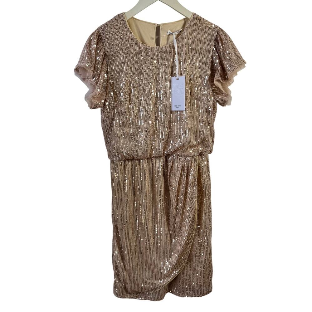 Grace Karin Dress Women S Gold NWT Sequin Cap Sleeve Glitter Party Cocktail